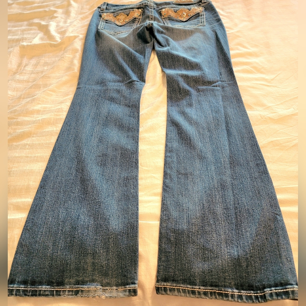 Miss Me Western Chloe Boot Medium Wash Jeans With Embellished Turquoise Accents - Picture 11 of 11